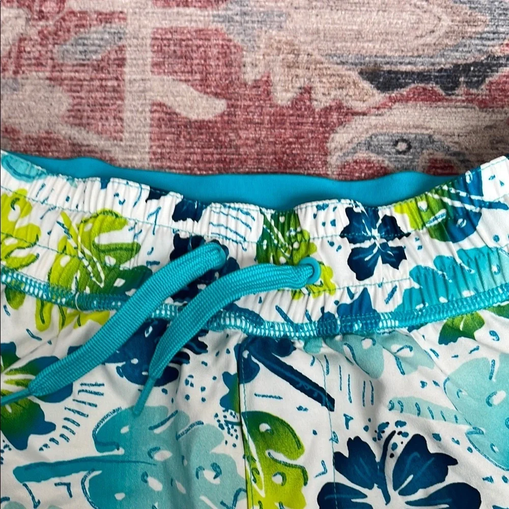 REI Kids Tropical Blue and Green Board Swim Shorts